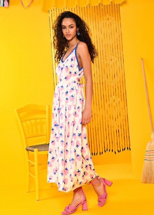 Petit Boutik Matina Dress White Pink Strawberries